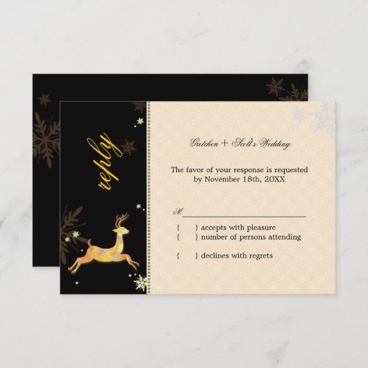 Mariage de rennes d'hiver mignon RSVP (Devant / Derrière)