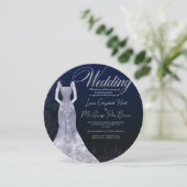 Mariage de robe nuptiale invitation ronde (Debout devant)