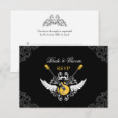 Mariage de roche et de rouleau Carte RSVP jaune (Devant / Derrière)