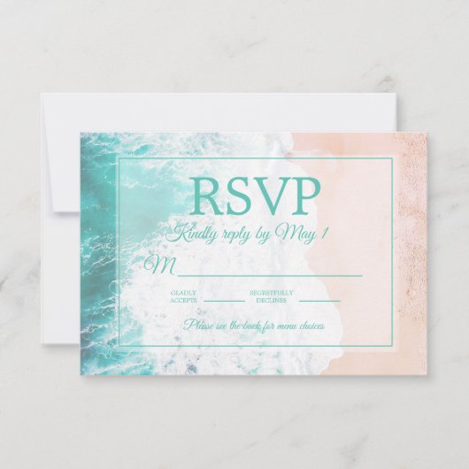 Mariage de sable de plage turquoise Océan RSVP #2 (Devant)