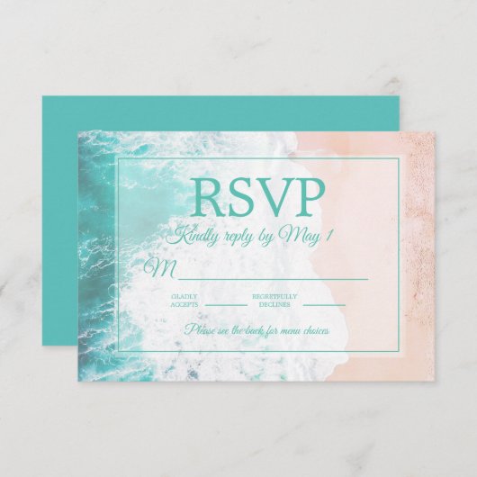 Mariage de sable de plage turquoise Océan RSVP #2 (Devant / Derrière)