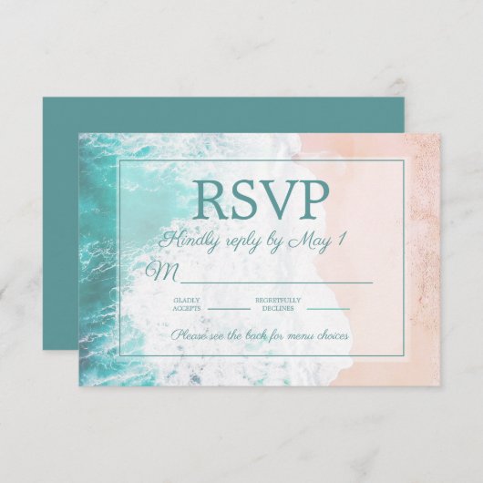 Mariage de sable de plage turquoise Océan RSVP #4 (Devant / Derrière)