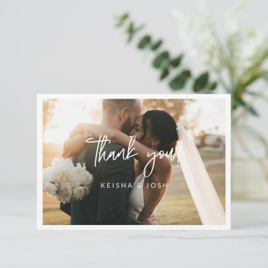 Mariage de script blanc moderne photo petit Merci (Debout devant)