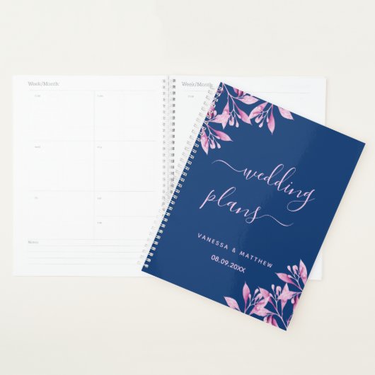 Mariage de script bleu flush rose (Devant avec enveloppe)