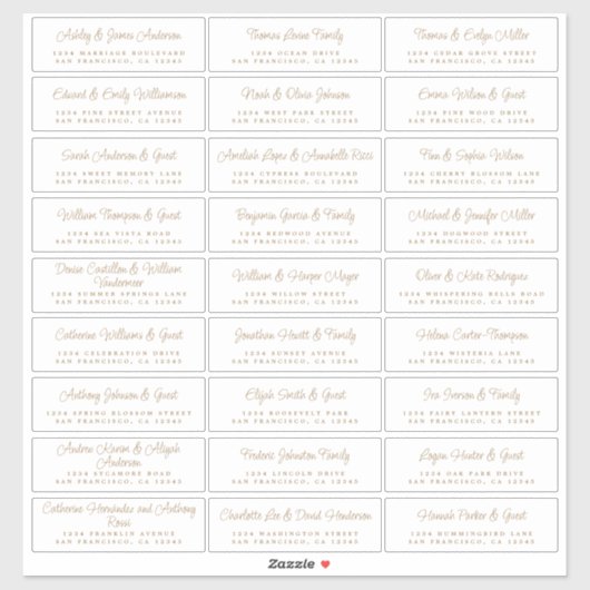 Mariage de script chic Étiquettes de adresse invit (Feuille)