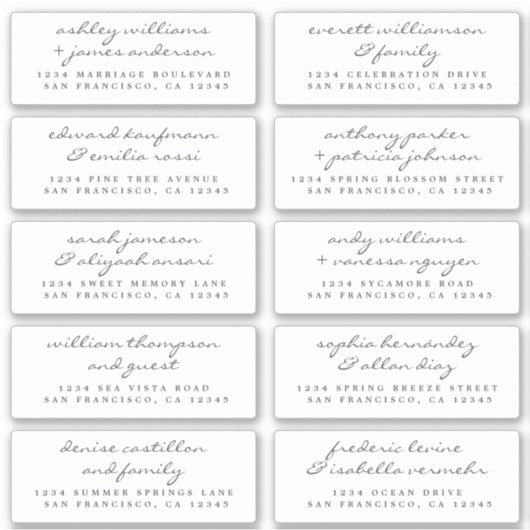 Mariage de script chic Étiquettes de adresse invit (Devant)