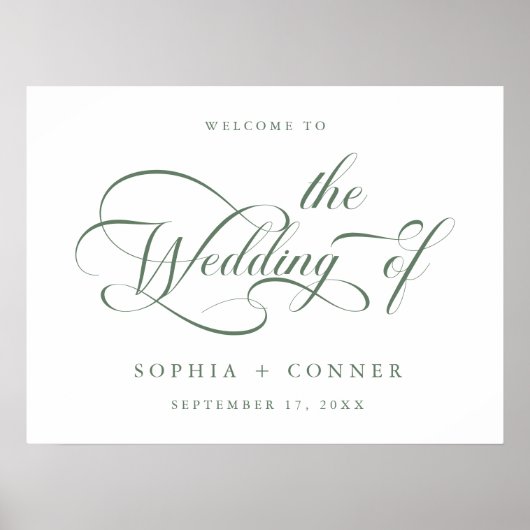Mariage de script élégant Sage Green Affiche de bi (Devant)