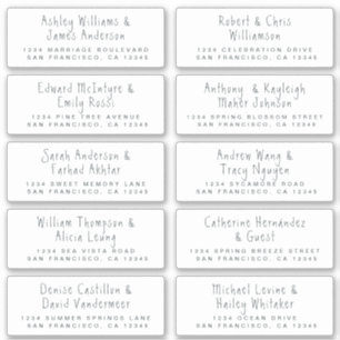 Mariage de script manuscrit Étiquettes de adresse