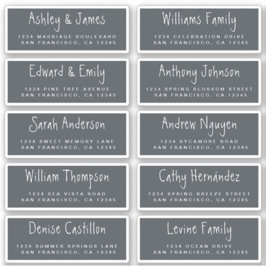 Mariage de script manuscrit Étiquettes de adresse (Devant)