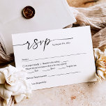 Mariage de script manuscrit minimaliste simple<br><div class="desc">Customisez cette "Simple Minimalist manuscrite carte de réponse Mariage de script" avec vos informations RSVP. Il est facile de personnaliser pour correspondre à vos couleurs,  styles et thèmes mariages. Si vous préférez les papiers plus épais / Finition mat,  vous pouvez choisir le type de papier mat.</div>