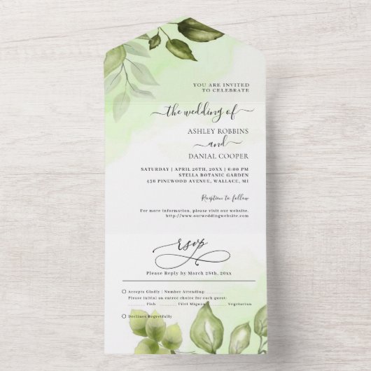 Mariage De Script Minimal Tout En Une Invitation (À l'intérieur)