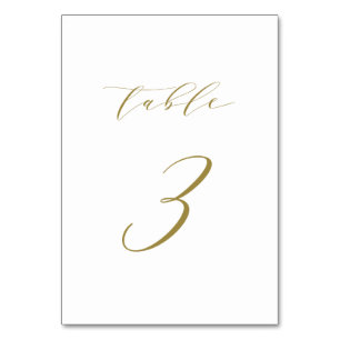 Mariage de script minimaliste d'or Numéro de table