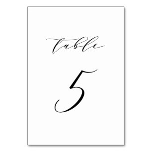 Mariage de script minimaliste noir Numéro de table