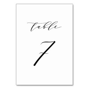 Mariage de script minimaliste noir Numéro de table