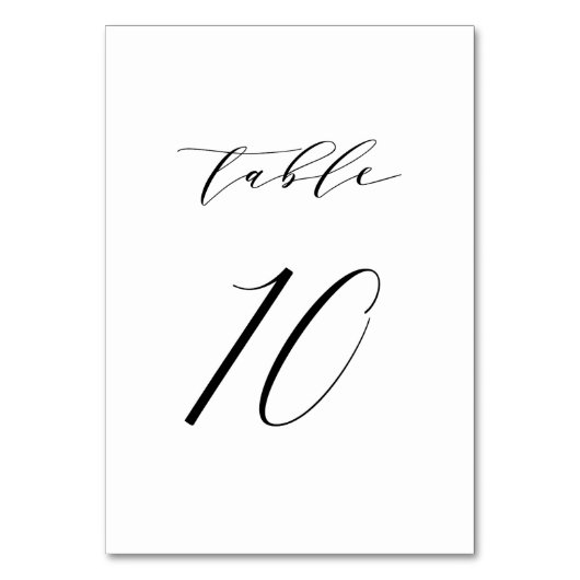 Mariage de script minimaliste noir Numéro de table (Par défaut)