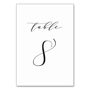 Mariage de script minimaliste noir Numéro de table