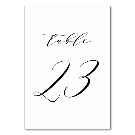 Mariage de script minimaliste noir Numéro de table (Par défaut)