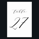 Mariage de script minimaliste noir Numéro de table<br><div class="desc">Tableau 27. Carte de numéros de table élégante avec script minimaliste noir. Ce numéro de table noir et blanc est parfait pour les mariages,  les diplômes,  les baby showers,  les douches nuptiales et autres événements. D'autres numéros et couleurs sont disponibles.</div>