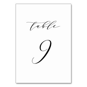 Mariage de script minimaliste noir Numéro de table