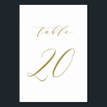 Mariage de script minimaliste Or Numéro de table 2<br><div class="desc">Tableau 20. Elégante carte de numéros de table avec script minimaliste or. Ce numéro de table en or et blanc est parfait pour les mariages,  les diplômes,  les baby showers,  les douches nuptiales et autres événements. D'autres numéros et couleurs sont disponibles.</div>