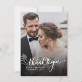 Mariage de script moderne 2 Photos Carte de remerc (Devant)