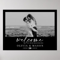 Mariage de script moderne Affiche de bienvenue ave