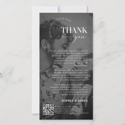 Mariage de script moderne Carte de remerciements p (Devant)