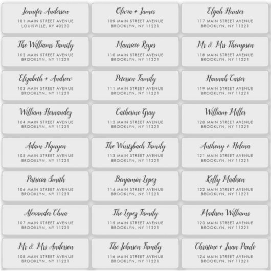 Mariage de script moderne élégant Étiquette de adr (Devant)
