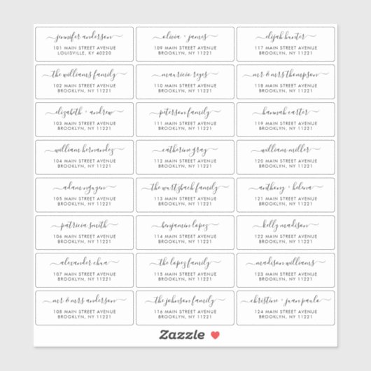 Mariage de script moderne élégant Étiquette de adr (Feuille)