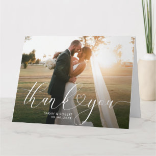 mariage de script moderne et élégant merci carte p