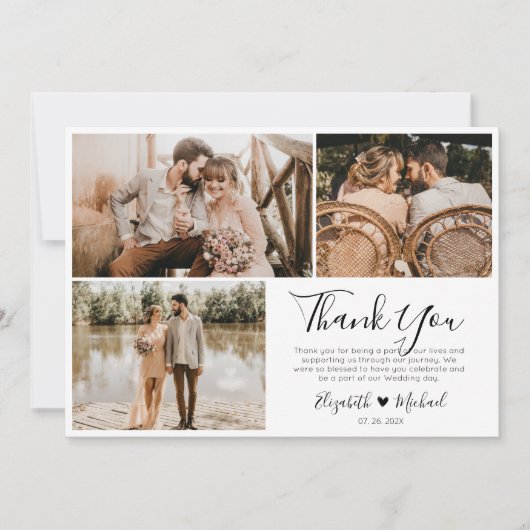 Mariage de script moderne photo Collage Carte de r (Devant)