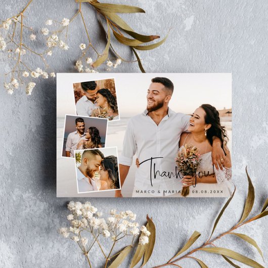 Mariage de script moderne photo Collage Merci