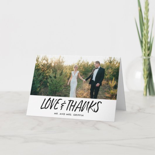 Mariage de script moderne photo Merci Cartes de no (Devant)
