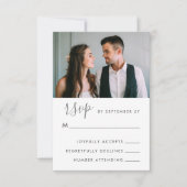 Mariage de script moderne photo Rsvp en bleu (Devant)