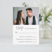 Mariage de script moderne photo Rsvp en bleu (Debout devant)