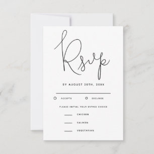 Mariage de script moderne RSVP avec choix de repas