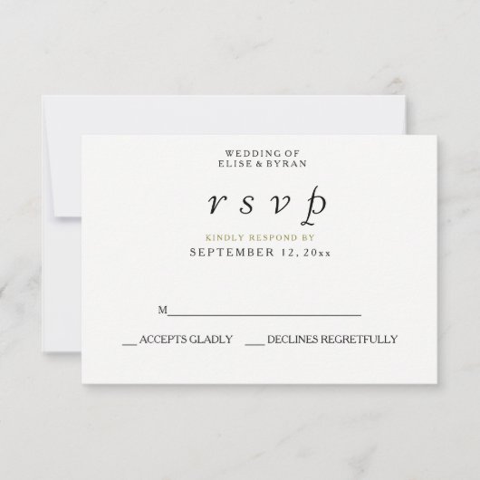 Mariage de script moderne simple et élégant RSVP (Devant)