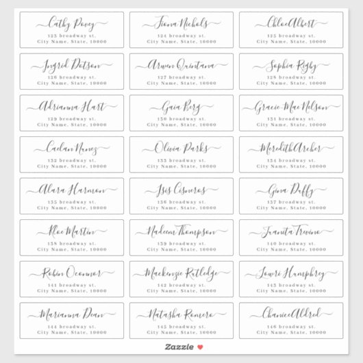 Mariage de script moderne simple étiquette de adre (Feuille)