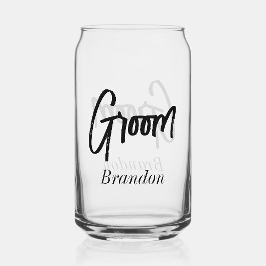 Mariage de script noir blanc Groom (Recto)