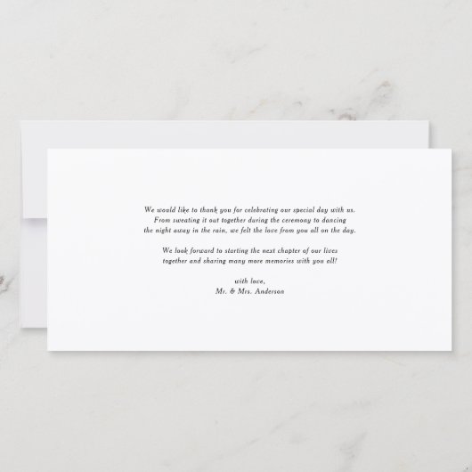 Mariage de script noir manuscrit photo Merci (Dos)