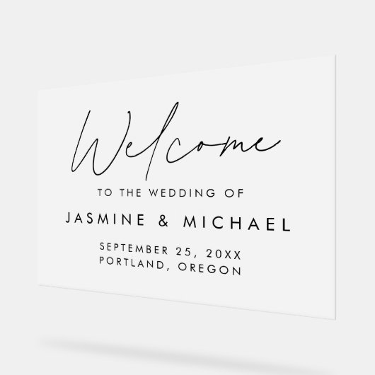 Mariage de script noir moderne Bienvenue Froid (Angle)