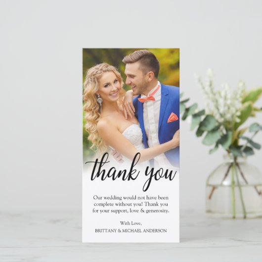 Mariage de script noir Photo Bride Groom Merci (Debout devant)