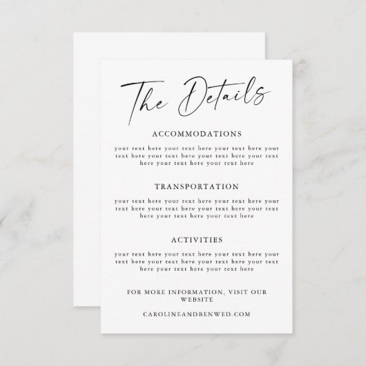 Mariage de script noir simple Modèle (Devant / Derrière)