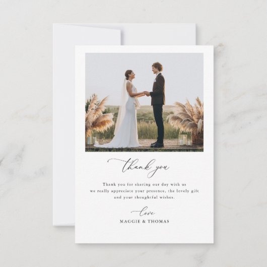 mariage de script noir tendance photo merci (Dos)