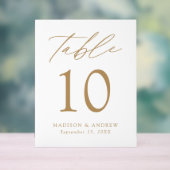 Mariage de script or élégant moderne Numéro de tab (Neutre)