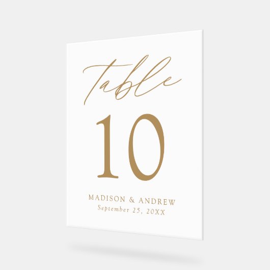 Mariage de script or élégant moderne Numéro de tab (Angle)