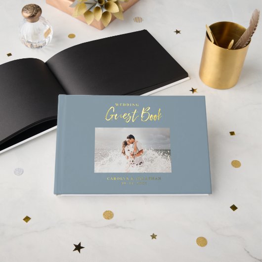 Mariage de script photo Mariage bleu marine (Recto ouvert)