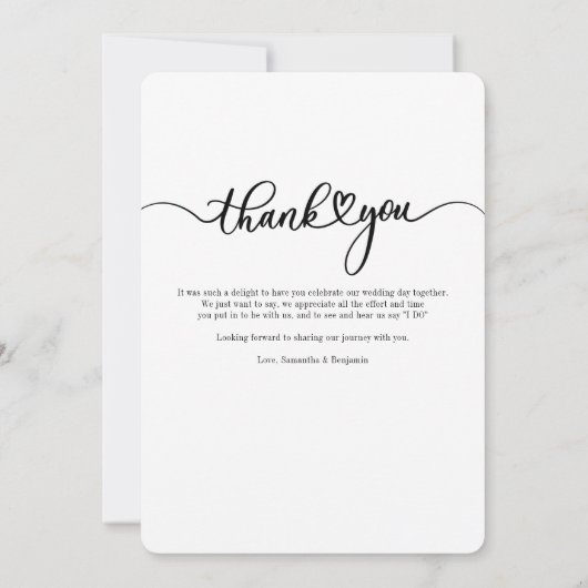 Mariage de script photo moderne Carte de remerciem (Dos)