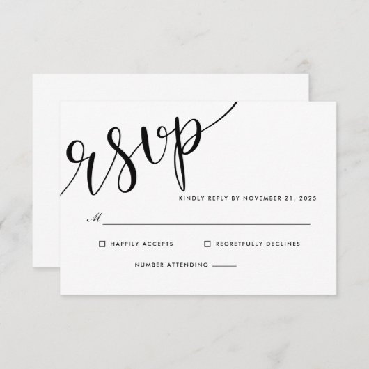 Mariage de script RSVP élégant (Devant / Derrière)