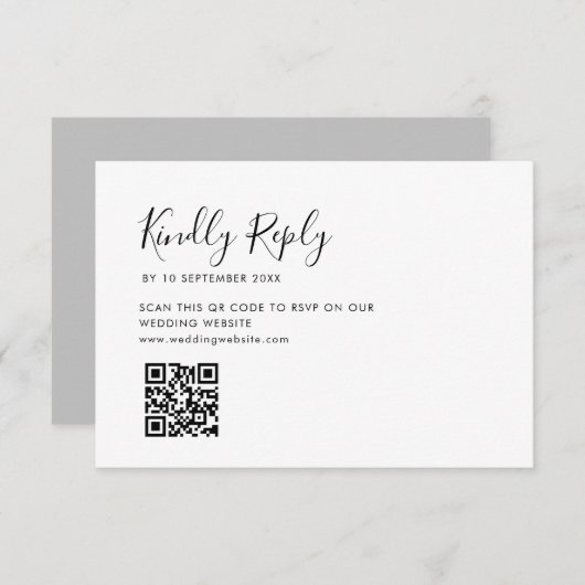 mariage de script simple code QR carte RSVP (Devant / Derrière)